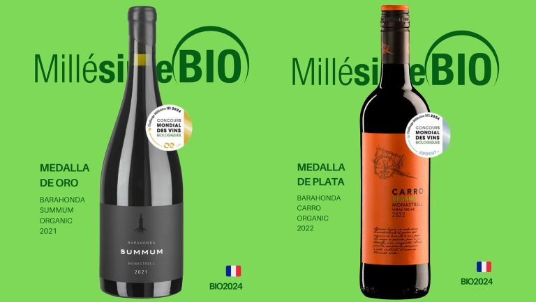 BARAHONDA SUMMUM ORGANIC 2021 MEDALLA DE ORO Y CARRO ORGANIC 2022 MEDALLA DE PLATA EN MILLÉSIME BIO 2024