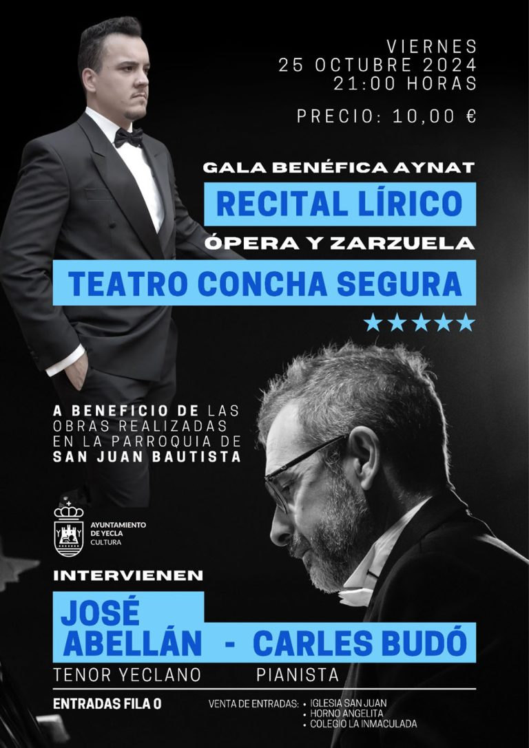 Recital lírico de José Abellán para ayudar a sufragar las obras de la parroquia de San Juan Bautista