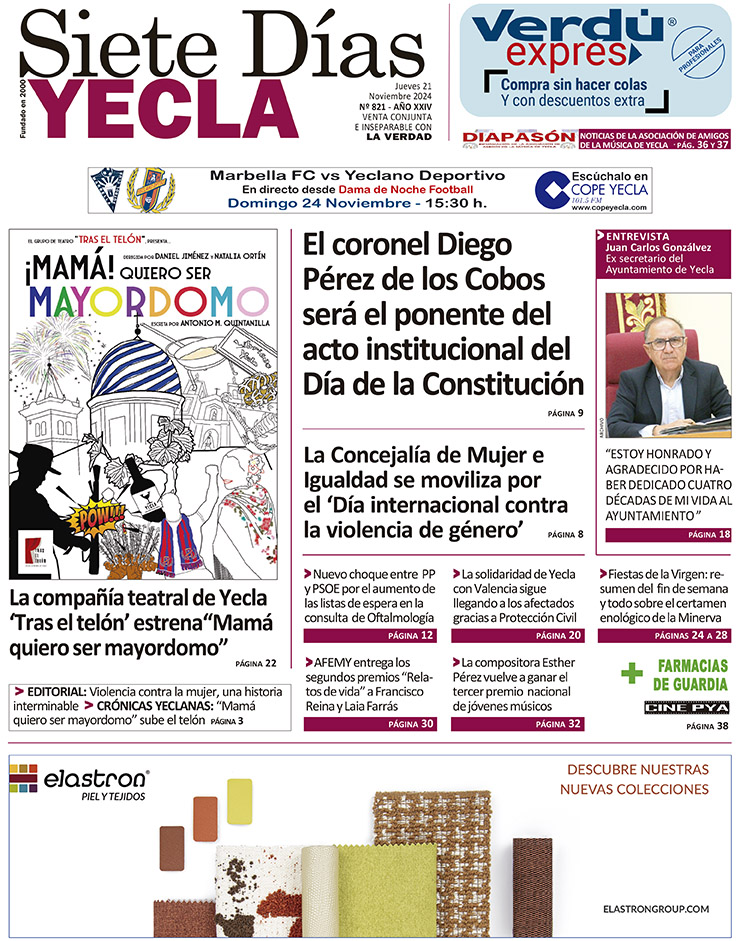 SIETE DÍAS YECLA – Edición 821 – Jueves 21 de noviembre de 2024