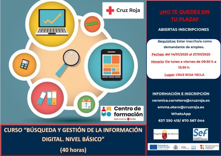 Cursos de Cruz Roja sobre gestión de la información digital y de uso de Excel